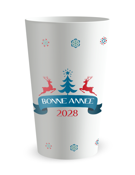 Witte beker aan de voorkant - Kerstrendier Beker - Ecocup