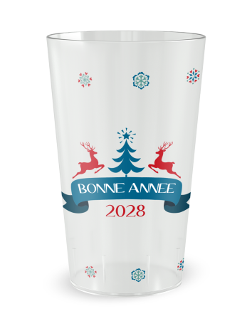 Gobelet transparent de face - Renne de Noël - Ecocup