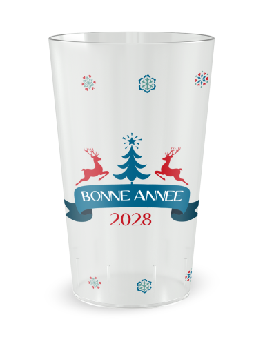 Gobelet transparent de face - Renne de Noël - Ecocup