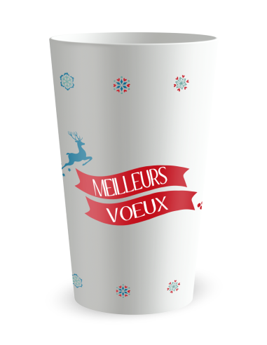 Witte beker achteraanzicht - Kerstrendier Beker - Ecocup