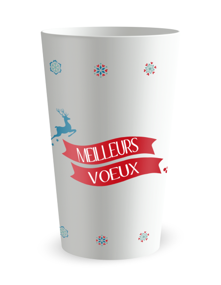 Gobelet blanc de dos - Renne de Noël - Ecocup