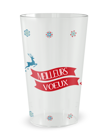 Gobelet transparent de face - Renne de Noël - Ecocup 2