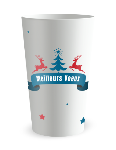 Witte beker aan de voorkant - Rendieren en spar - Ecocup