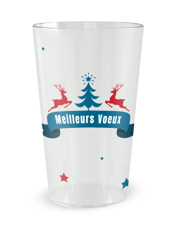 Gobelet transparent de face - Rennes et sapin - Ecocup