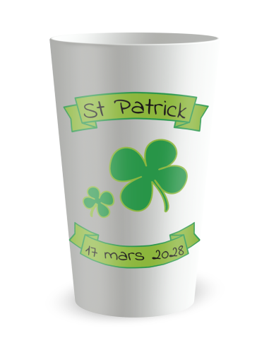 Witte beker aan de voorkant - Sint-Patrick beker - Ecocup