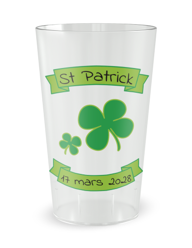 Gobelet transparent de face - Fête Saint Patrick - Ecocup