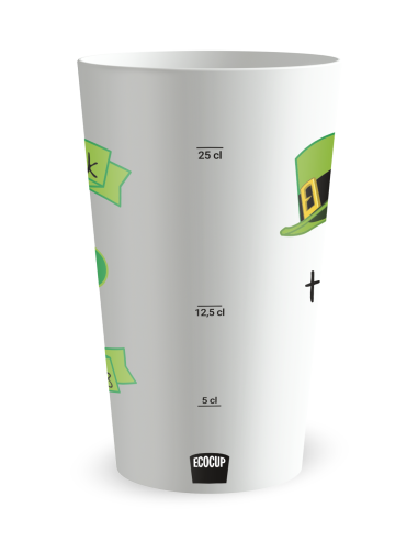 Witte beker met maatverdeling - Sint-Patrick beker - Ecocup