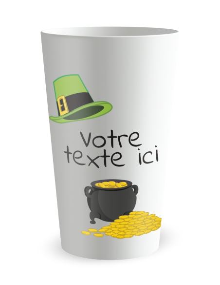 Gobelet blanc de dos - Fête Saint Patrick - Ecocup
