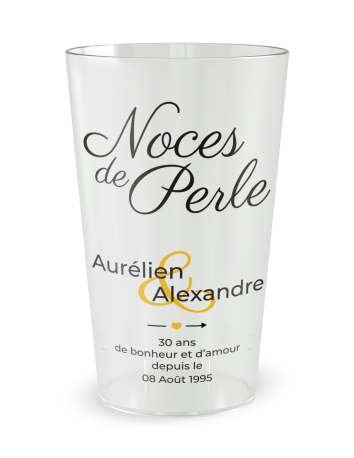 Gobelet transparent de face - Mariage 30 Ans - Noces de Perle - Ecocup