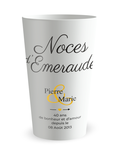 Witte beker aan de voorkant - Smaragden Huwelijksbeker - Ecocup