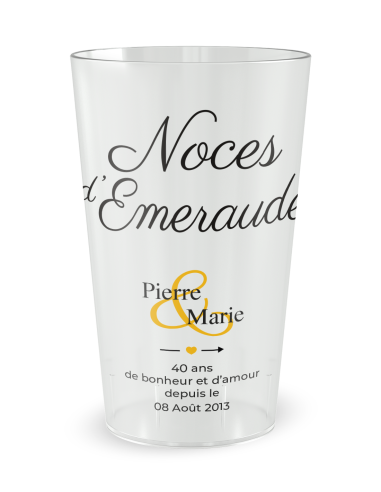 Transparante beker aan de voorkant - Smaragden Huwelijksbeker - Ecocup