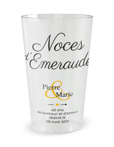 Transparante beker aan de voorkant - Smaragden Huwelijksbeker - Ecocup