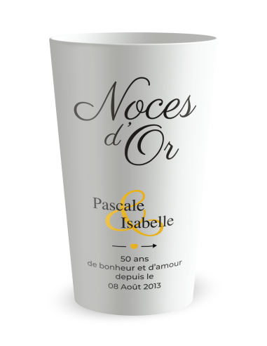 Witte beker aan de voorkant - 50 jaar Huwelijk - Gouden Huwelijk - Ecocup