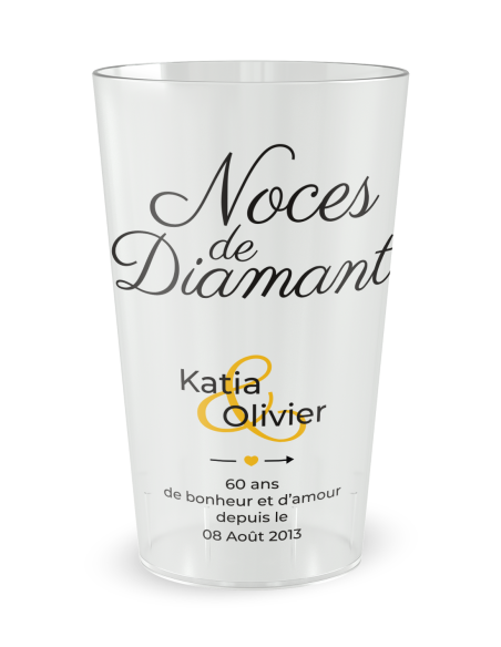 Transparante beker aan de voorkant - Diamanten Huwelijksbeker - Ecocup