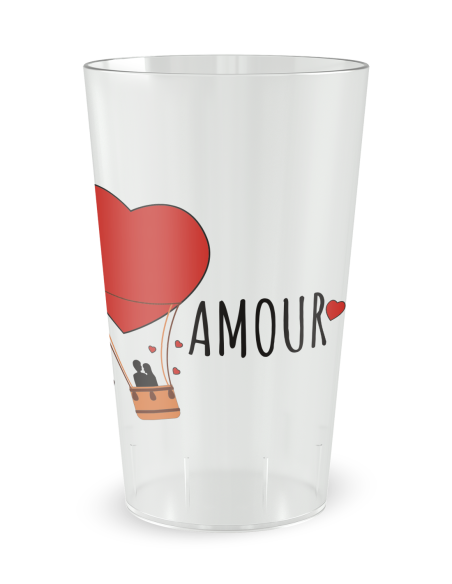 Gobelet transparent de face - amour - Ecocup
