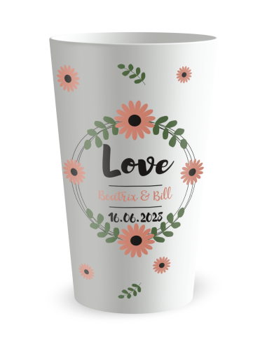 Witte beker aan de voorkant - Romantische Landelijke Bruiloft - Ecocup