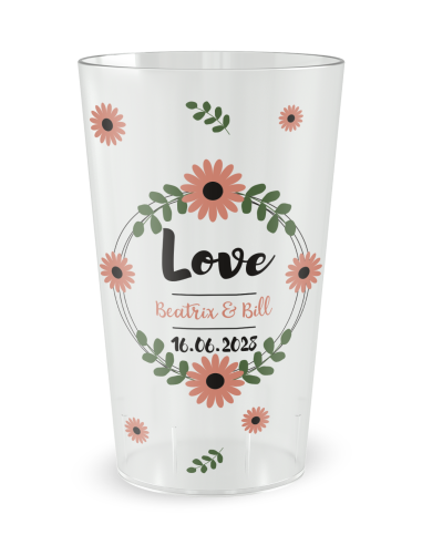 Transparante beker aan de voorkant - Romantische Landelijke Bruiloft - Ecocup