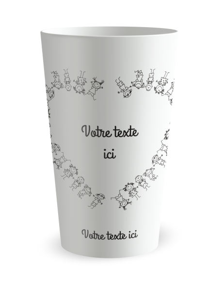 Witte beker - Voornaam - kinderhart - Ecocup