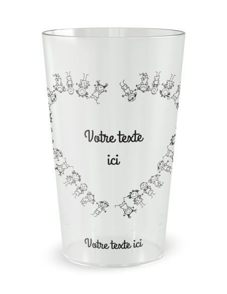 Gobelet transparent - Prénom - coeur enfants - Ecocup