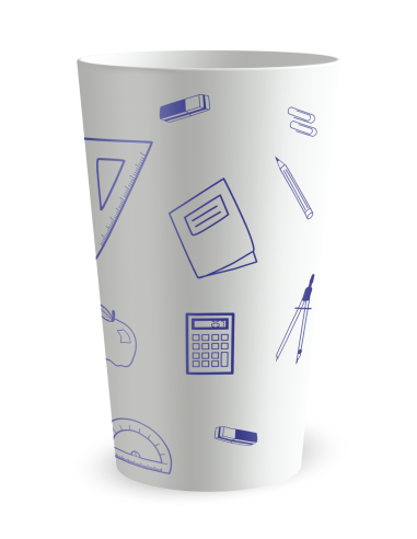 Witte beker, zijaanzicht - schoolbeker - Ecocup