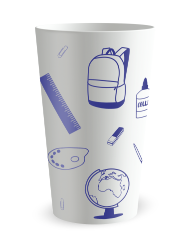Witte beker, achteraanzicht - schoolbeker - Ecocup