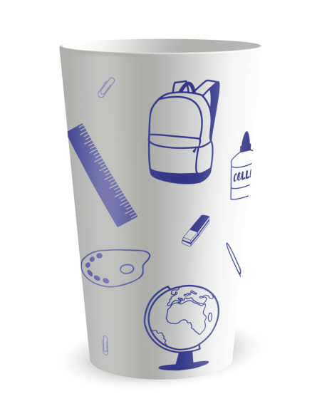 Witte beker, achteraanzicht - schoolbeker - Ecocup