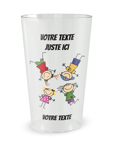 Gobelet transparent de face - enfants heureux - Ecocup