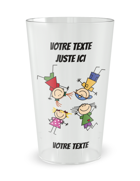 Transparante beker aan de voorkant - Kinderbeker Blije Kinderen - Ecocup