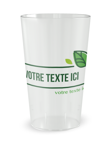 Gobelet transparent de face - cadre et feuilles - Ecocup