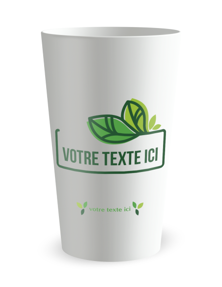 Witte beker aan de voorkant - met kader van mooie bladeren - Ecocup