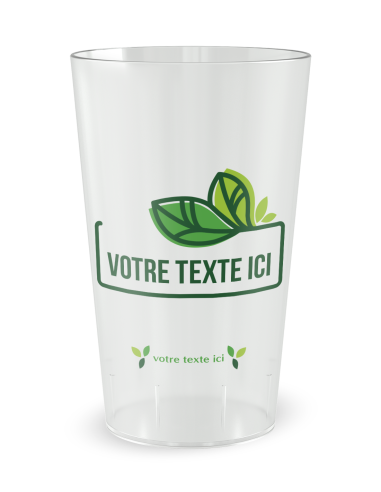 Gobelet transparent de face - cadre jolies feuilles - Ecocup