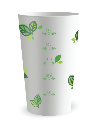 Witte beker met maatverdeling - plantencirkel - Ecocup