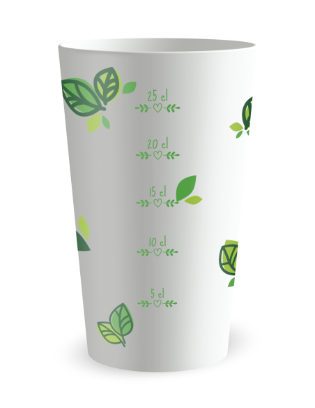 Witte beker met maatverdeling - plantencirkel - Ecocup