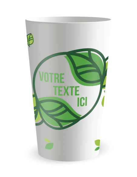Gobelet blanc de face - cercle végétal - Ecocup