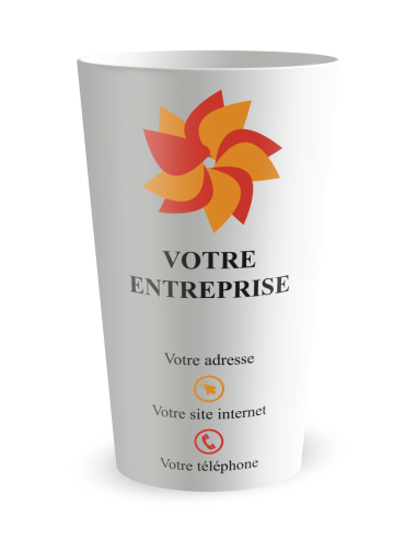 Gobelet blanc de face - entreprise carte de visite colorée - Ecocup