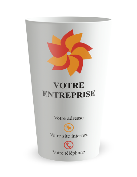 Witte beker aan de voorkant - Bedrijfsbeker met Kleurrijk Visitekaartje - Ecocup