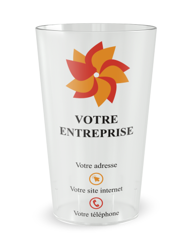 Transparante beker aan de voorkant - Bedrijfsbeker met Kleurrijk Visitekaartje - Ecocup