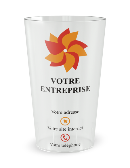 Gobelet transparent de face - entreprise carte de visite colorée - Ecocup