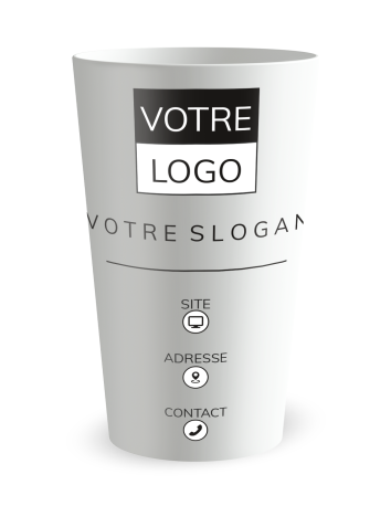 Witte beker aan de voorkant - Bedrijfsbeker visitekaartje design - Ecocup