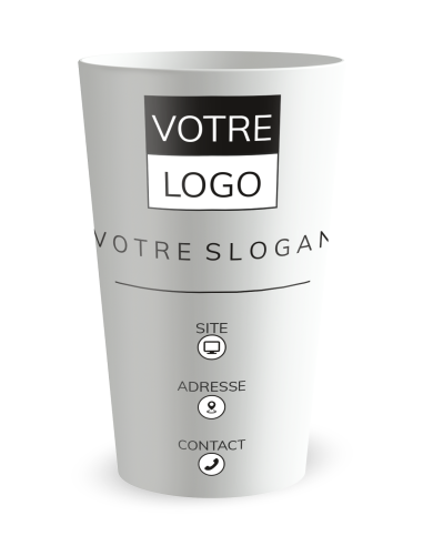 Gobelet blanc de face - entreprise carte de visite design - Ecocup