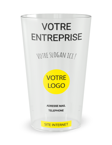 Transparante beker aan de voorkant - Bedrukte beker zakelijk & afstuderen - Ecocup