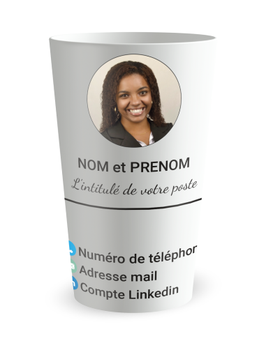 Gobelet blanc de face - entreprise carte de visite indépendant - Ecocup