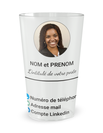 Gobelet blanc de face - entreprise carte de visite indépendant - Ecocup 2