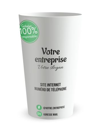 Gobelet blanc de face - entreprise carte de visite responsable - Ecocup