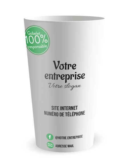 Gobelet blanc de face - entreprise carte de visite responsable - Ecocup