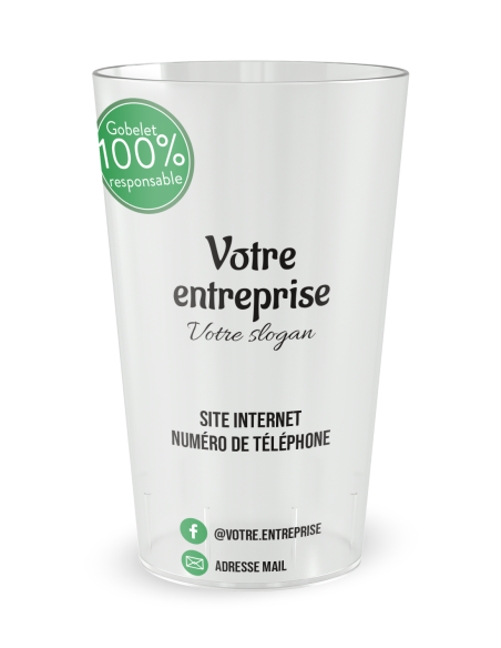 Gobelet transparent de face - entreprise carte de visite responsable - Ecocup
