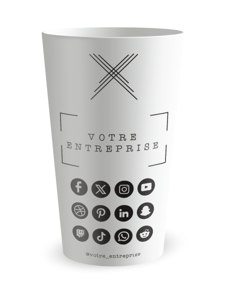 Gobelet blanc de dos - entreprise carte de visite social media - Ecocup