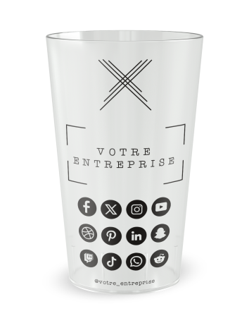 Transparante beker achteraanzicht - Bedrijfsvisitekaartje & Sociale Media - Ecocup