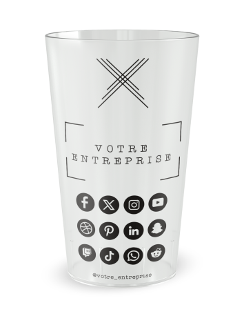Gobelet transparent de dos - entreprise carte de visite social media - Ecocup