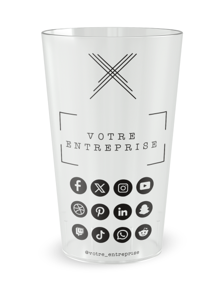Gobelet transparent de dos - entreprise carte de visite social media - Ecocup